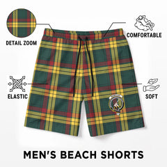 McMillan Old Modern Tartan Crest Men's Beach Shorts