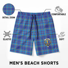 Mercer Modern Tartan Crest Men's Beach Shorts