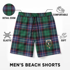 Mitchell Modern Tartan Crest Men's Beach Shorts