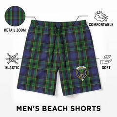 Mowat Modern Tartan Crest Men's Beach Shorts