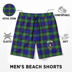Sempill Modern Tartan Crest Men's Beach Shorts