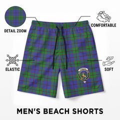 Strachan Tartan Crest Men's Beach Shorts