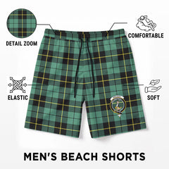 Wallace Hunting Ancient Tartan Crest Men's Beach Shorts
