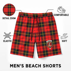 Wallace Hunting Red Tartan Crest Men's Beach Shorts