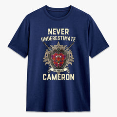 Cameron of Lochiel Modern Tartan Crest 2D T-shirt - Never Underestimate Style