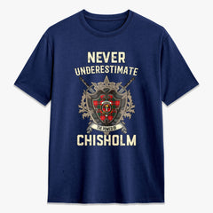 Chisholm Modern Tartan Crest 2D T-shirt - Never Underestimate Style