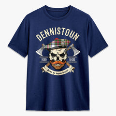 Dennistoun Tartan Crest 2D T-shirt - Alba Skull Style