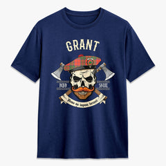 Grant Ancient Tartan Crest 2D T-shirt - Alba Skull Style