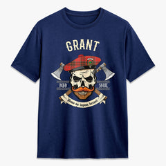 Grant Weathered Tartan Crest 2D T-shirt - Alba Skull Style