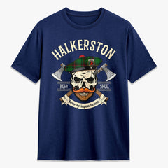 Halkerston Tartan Crest 2D T-shirt - Alba Skull Style