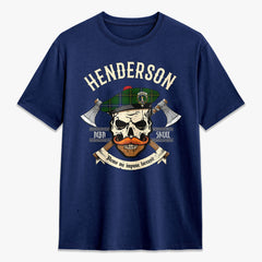 Henderson Modern Tartan Crest 2D T-shirt - Alba Skull Style