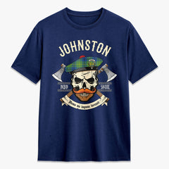 Johnston Ancient Tartan Crest 2D T-shirt - Alba Skull Style
