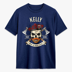 Kelly of Sleat Red Tartan Crest 2D T-shirt - Alba Skull Style