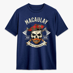 MacAulay Modern Tartan Crest 2D T-shirt - Alba Skull Style