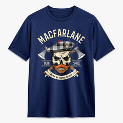 MacFarlane Black - White Tartan Crest 2D T-shirt - Alba Skull Style