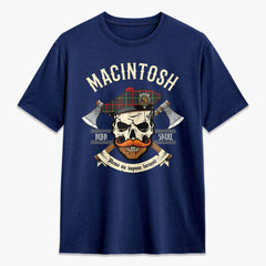 MacIntosh Hunting Modern Tartan Crest 2D T-shirt - Alba Skull Style