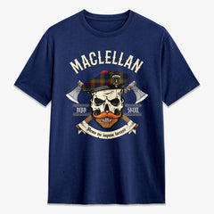 MacLellan Modern Tartan Crest 2D T-shirt - Alba Skull Style