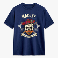 MacRae Modern Tartan Crest 2D T-shirt - Alba Skull Style