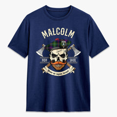 Malcolm (or MacCallum) Tartan Crest 2D T-shirt - Alba Skull Style