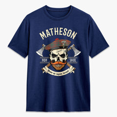 Matheson Ancient Tartan Crest 2D T-shirt - Alba Skull Style