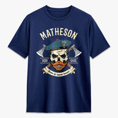 Matheson Hunting Ancient Tartan Crest 2D T-shirt - Alba Skull Style