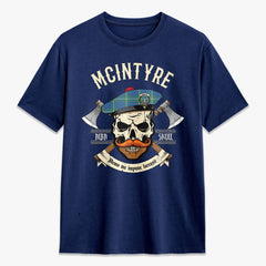 McIntyre Hunting Ancient Tartan Crest 2D T-shirt - Alba Skull Style