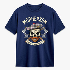 McPherson Dress Ancient Tartan Crest 2D T-shirt - Alba Skull Style