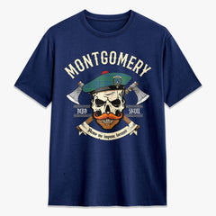 Montgomery Ancient Tartan Crest 2D T-shirt - Alba Skull Style