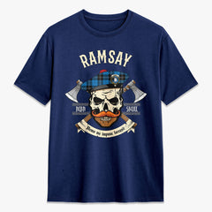Ramsay Blue Ancient Tartan Crest 2D T-shirt - Alba Skull Style