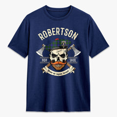Robertson Hunting Modern Tartan Crest 2D T-shirt - Alba Skull Style