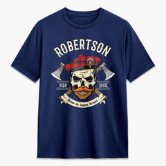 Robertson Modern Tartan Crest 2D T-shirt - Alba Skull Style
