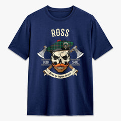 Ross Hunting Modern Tartan Crest 2D T-shirt - Alba Skull Style