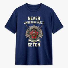 Seton Modern Tartan Crest 2D T-shirt - Never Underestimate Style