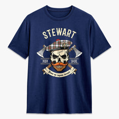 Stewart Dress Modern Tartan Crest 2D T-shirt - Alba Skull Style