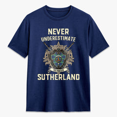 Sutherland Old Ancient Tartan Crest 2D T-shirt - Never Underestimate Style