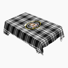 Menzies Black - White Modern Tartan Crest Tablecloth