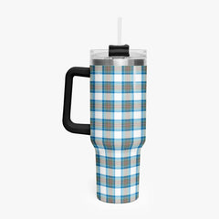 Stewart Muted Blue Tartan Crest 40 oz Insulated Tumbler with Handle