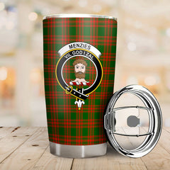 Menzies Green Modern Tartan Crest Tumbler