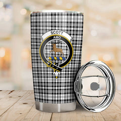 Scott Black & White Modern Tartan Crest Tumbler