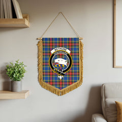 Bethune Modern Tartan Crest Wall Hanging Banner - Wood Pole