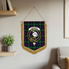 Campbell of Cawdor Modern Tartan Crest Wall Hanging Banner - Wood Pole