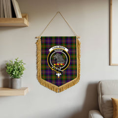 Chalmers Tartan Crest Wall Hanging Banner - Wood Pole