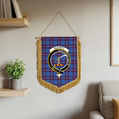 Elliott Modern Tartan Crest Wall Hanging Banner - Wood Pole