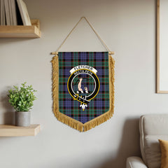 Fletcher Modern Tartan Crest Wall Hanging Banner - Wood Pole