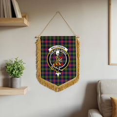 MacLennan Modern Tartan Crest Wall Hanging Banner - Wood Pole