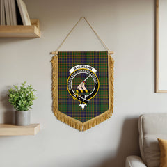 MacMillan Hunting Modern Tartan Crest Wall Hanging Banner - Wood Pole
