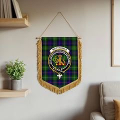 MacThomas Modern Tartan Crest Wall Hanging Banner - Wood Pole