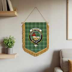 McDonald Lord of the Isles Hunting Tartan Crest Wall Hanging Banner - Wood Pole