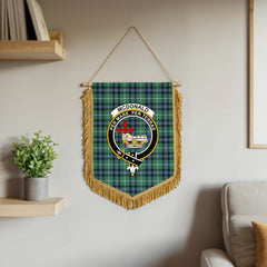 McDonald of the Isles Hunting Ancient Tartan Crest Wall Hanging Banner - Wood Pole