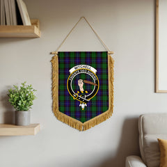 Mitchell Tartan Crest Wall Hanging Banner - Wood Pole